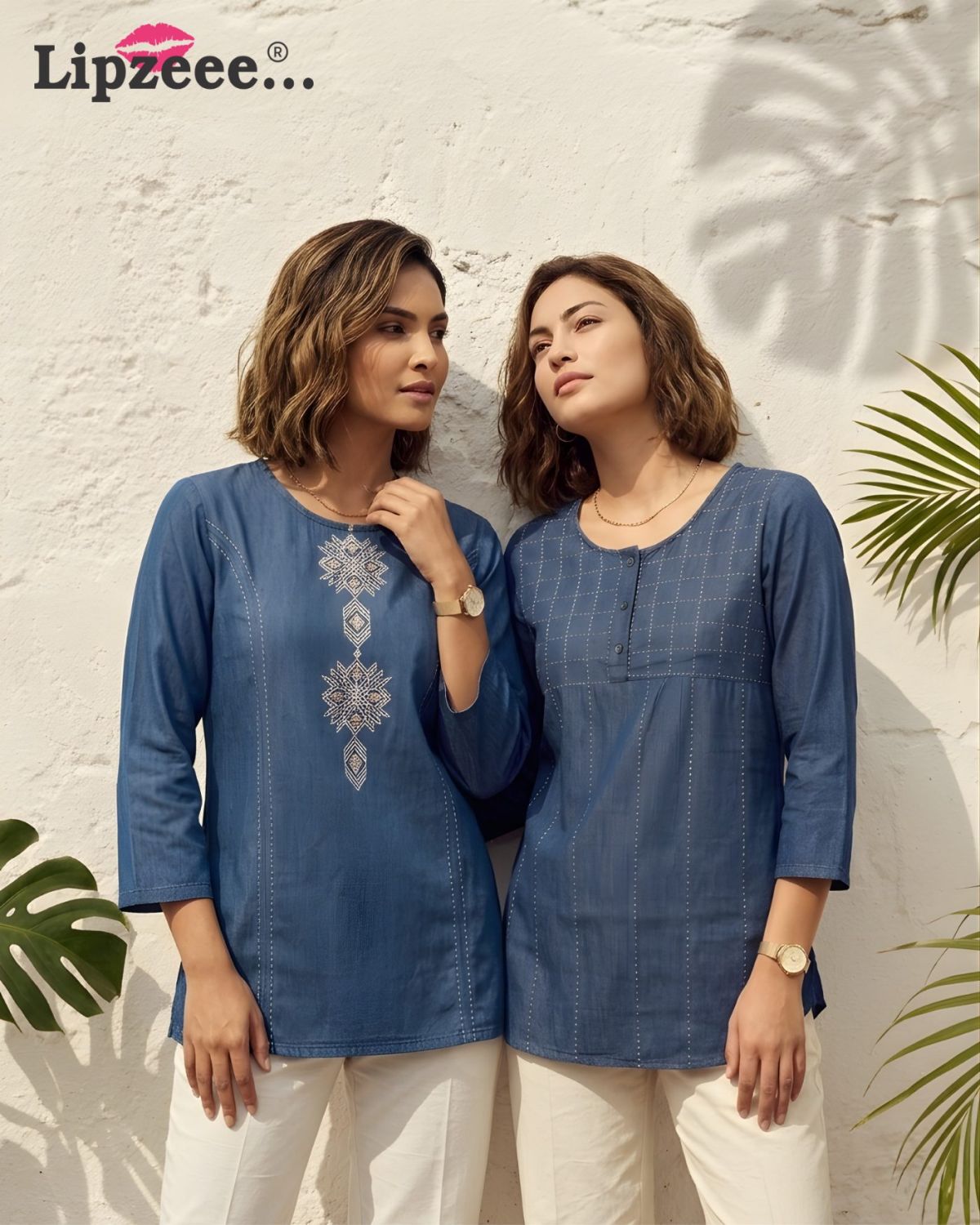 Premium Blue Embroidered Women's Kurti | Elegant Casual & Office Wear